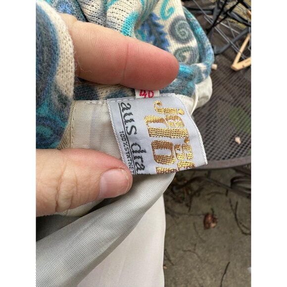 60s Paisley Long Sleeve Shift Dress DRALON Knit Lined Germany Sz 48 - Picture 9 of 13